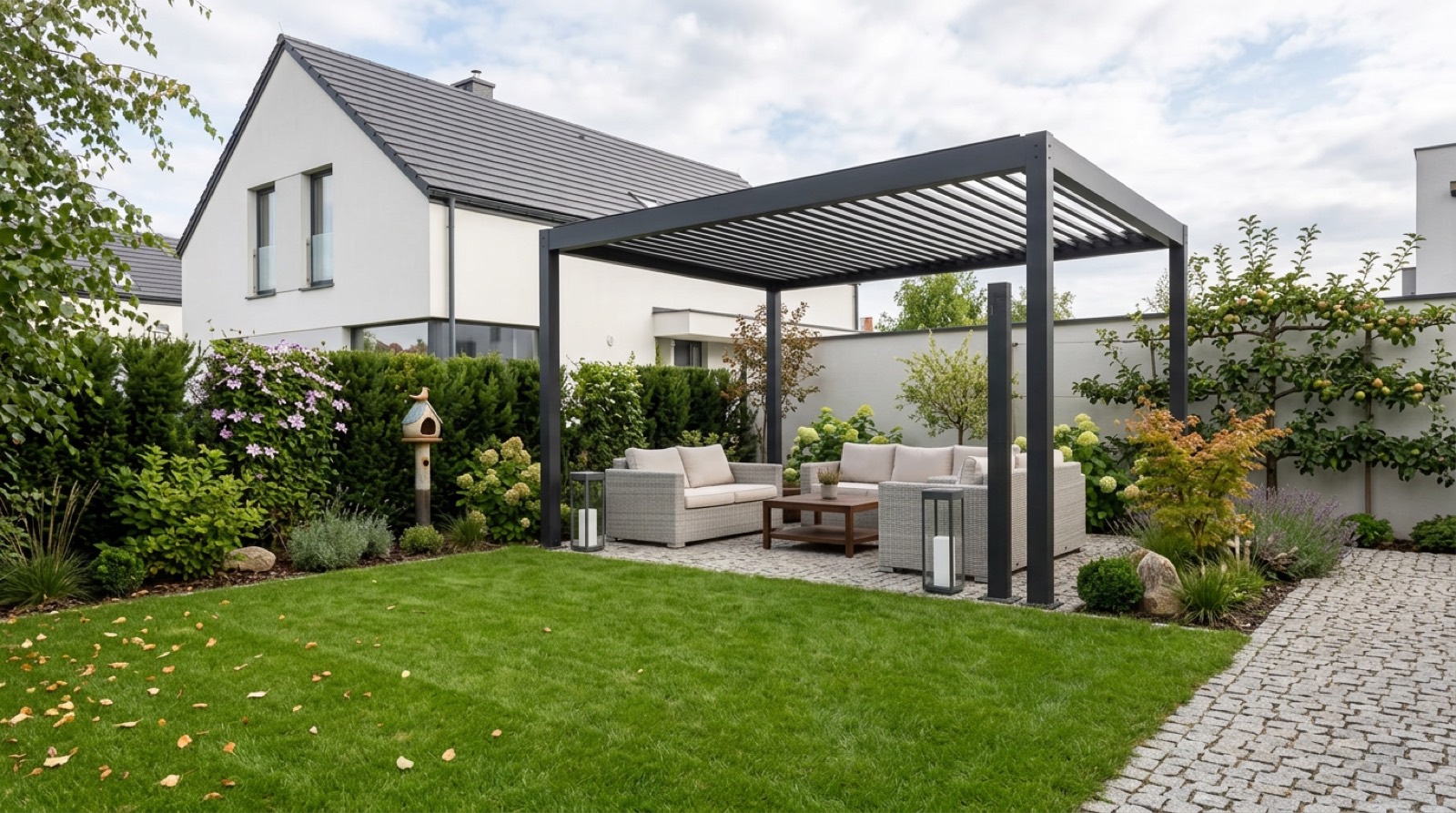 Pergola przydomowa, aluminium antracyt