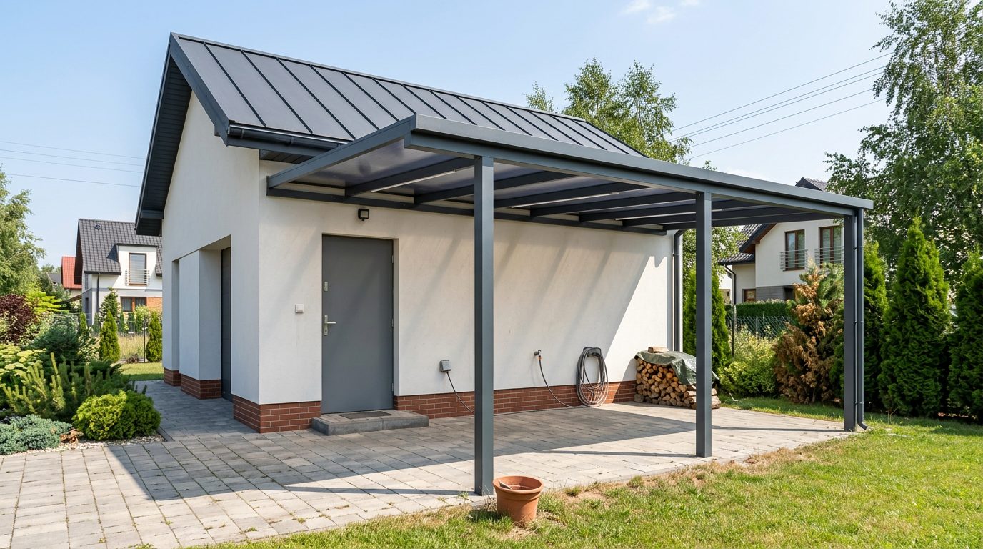 Wiata przydomowa, aluminium antracyt